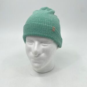 Empyre Surplus Knit Beanie Hat Turquoise Ribbed Cuffed Fold Over Logo Skater Y2K